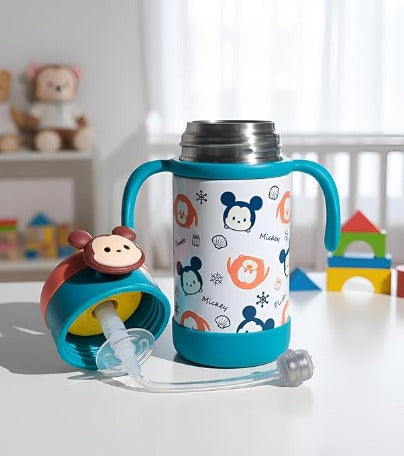 Water Bottle with Straw & Handles